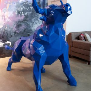 Bull looking up